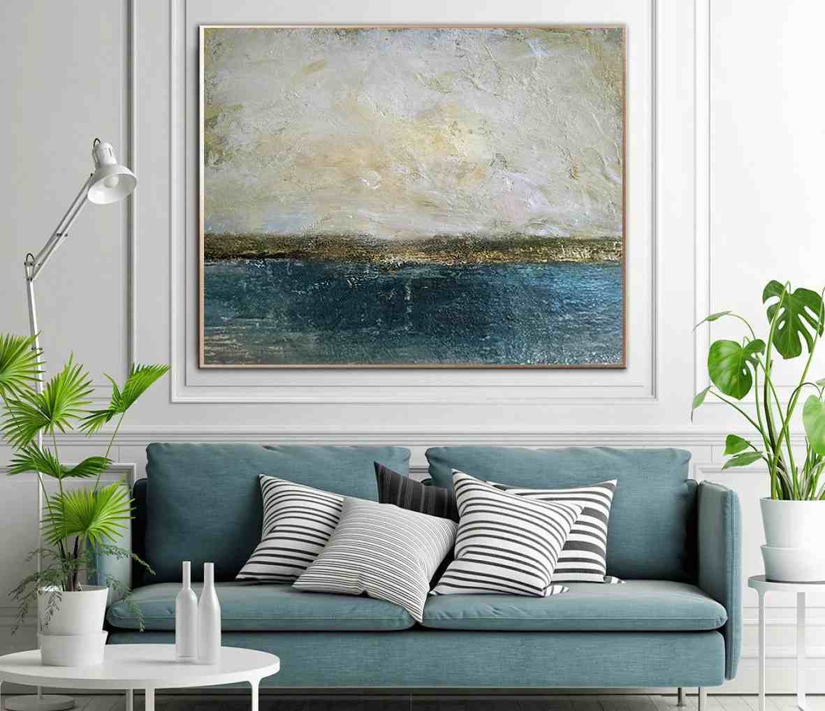 Navy Sky Minimalist Not Abstract Canvas Artwork SU26A wall art